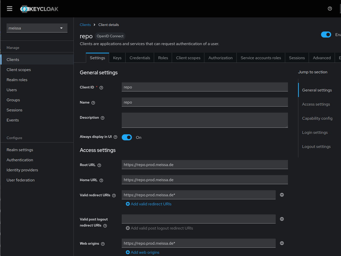 Forgejo keycloak connection