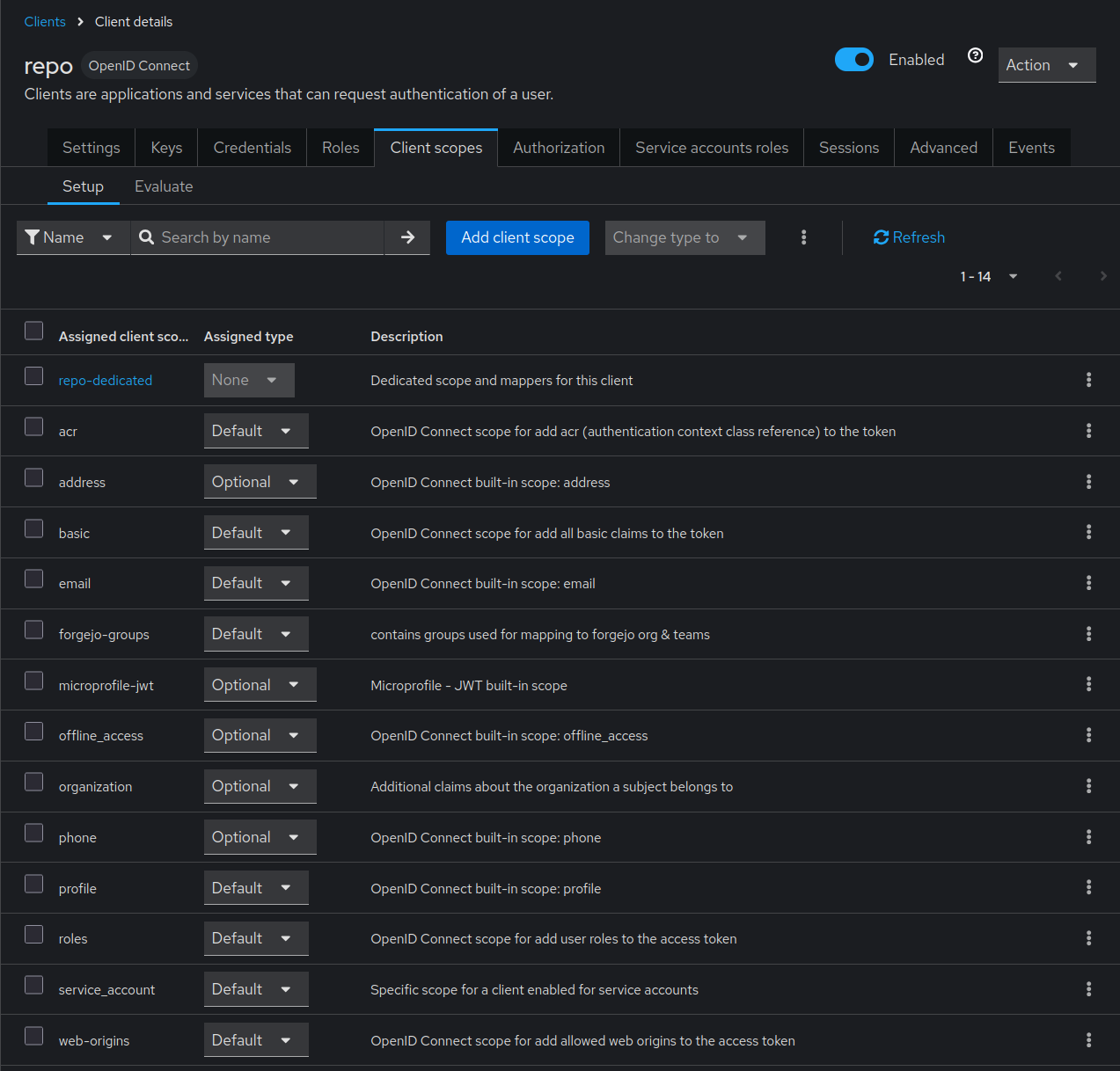 Forgejo keycloak connection